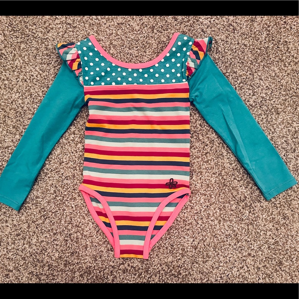 Matilda Jane Size 2 Dance Off Leotard Striped Long Sleeved NWT
